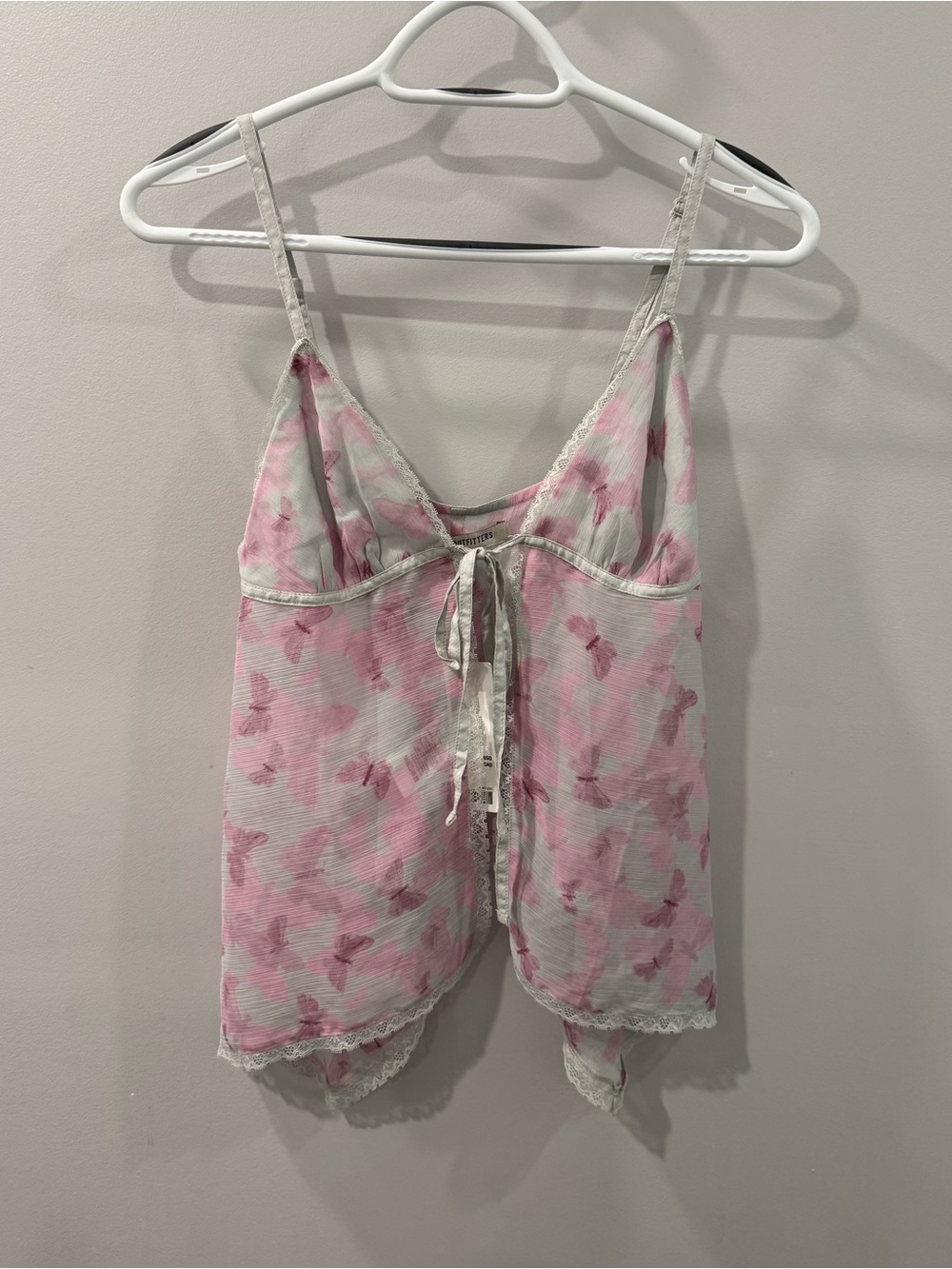 NWT Urban Outfitters Sheer Pink Top With Tie Front - Size S